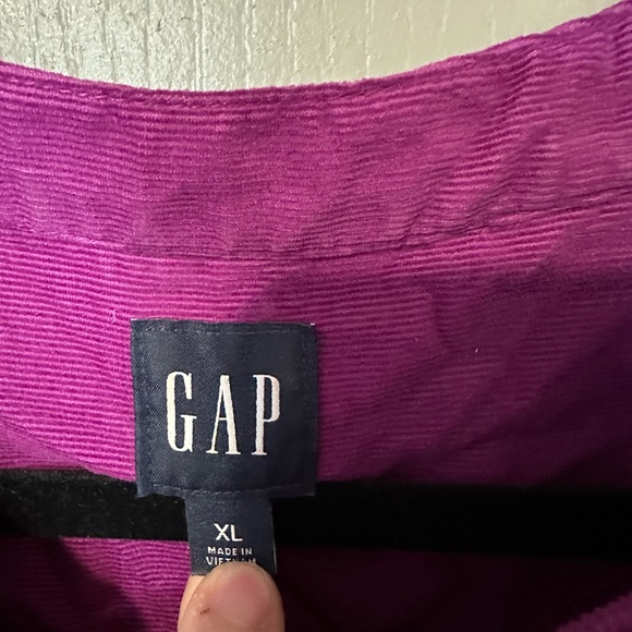 Purple Women's Dress Gap Magenta Purple XL Corduroy Ruffle Sleeve Dress - Picture 3 of 5